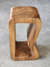 Load image into Gallery viewer, Side Table carved wood Plant Stand or Bar Stool with Clear Finish-Raintree Wood.