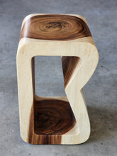 Load image into Gallery viewer, Side Table carved wood Plant Stand or Bar Stool with Clear Finish-Raintree Wood.