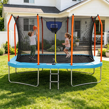Load image into Gallery viewer, Everfit 12FT Kids Trampoline Rectangle Rebounder with Basketball Set Blue