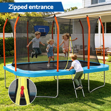 Load image into Gallery viewer, Everfit 12FT Kids Trampoline Rectangle Rebounder with Basketball Set Blue