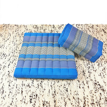 Load image into Gallery viewer, Thai kapok cushion Meditation Cushion + Seating Block Set BlueFoldable Meditation Cushion + Seating Block Set