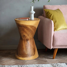 Load image into Gallery viewer, Side table, drinks table hourglass shaped carved from wood or stool bedside side
