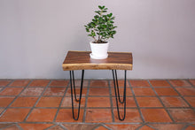 Load image into Gallery viewer, Side Table Live Edge Wooden Corner Table, Plant or book Stand Raintree Wood-OS62