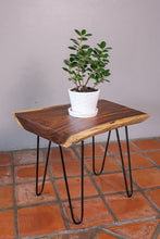 Load image into Gallery viewer, Side Table Live Edge Wooden Corner Table, Plant or book Stand Raintree Wood-OS61