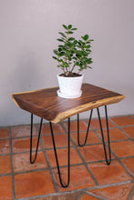 Load image into Gallery viewer, Side Table Live Edge Wooden Corner Table, Plant or book Stand Raintree Wood-OS63
