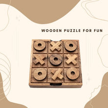 Load image into Gallery viewer, TIC TAC TOE naughts and Crosses board game on a wooden platform