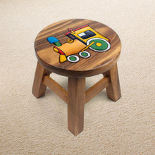 Load image into Gallery viewer, Children's Wooden Stool Locomotive Train Themed Chair Toddlers Step sitting Stool.