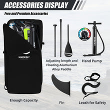 Load image into Gallery viewer, Inflatable vertical paddle set for water sports and surfing-including air pump, paddle, rope, backpack, fin box and maintenance tools.