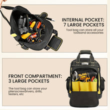 Load image into Gallery viewer, Tool Backpack Durable Tool Bag Organised Tool Storage Professional Tool - Black - Size regular