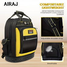 Load image into Gallery viewer, Tool Backpack Durable Tool Bag Organised Tool Storage Professional Tool - Black - Size regular