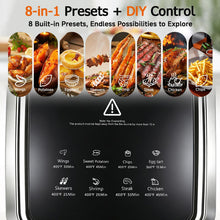 Load image into Gallery viewer, 6.0QT Glass Air Fryer with Touchscreen Control – 1500W, Power-Off & Overheat Protection, Adjustable Time & Temperature, 360° Air Circulation, Dishwasher Safe & Easy Clean(white)