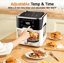 Load image into Gallery viewer, 6.0QT Glass Air Fryer with Touchscreen Control – 1500W, Power-Off & Overheat Protection, Adjustable Time & Temperature, 360° Air Circulation, Dishwasher Safe & Easy Clean(white)