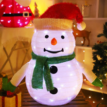 Load image into Gallery viewer, 2-Pack Lighted Christmas Snowman Decoration Lantern, 45 LED Collapsible Pop-Up Ornament with 8 Light Modes & Timer, Indoor Outdoor Holiday Décor