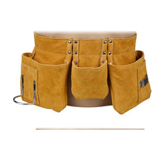 Load image into Gallery viewer, Leather Tool Belt with Pockets Adjustable Nylon Belt, 52 x 22 cm