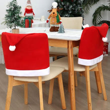 Load image into Gallery viewer, 5 Pack Santa Hat Chair Covers, Red Christmas Chair Back Covers, Xmas Dining Chair Slipcovers for Christmas Dinner Party Decorations