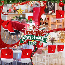 Load image into Gallery viewer, 5 Pack Santa Hat Chair Covers, Red Christmas Chair Back Covers, Xmas Dining Chair Slipcovers for Christmas Dinner Party Decorations