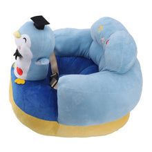 Load image into Gallery viewer, Cartoon Baby Support Seat Plush Adjustable Stable Children Learn Sitting Seat for Home Blue Penguin