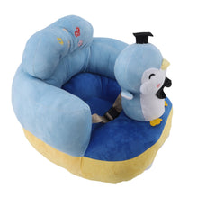 Load image into Gallery viewer, Cartoon Baby Support Seat Plush Adjustable Stable Children Learn Sitting Seat for Home Blue Penguin