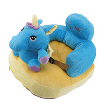 Load image into Gallery viewer, Learning Sitting Chair Prevents Falls Adjustable Angle Portable Safe Super Soft Plush Baby Support Seat Blue Horse
