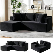 Load image into Gallery viewer, Couch Modular Sectional 3 Seater Sofa L-Shaped Black,81" Boneless Sofa Bed, Deep Seat and Side Pockets,Breathable Cheneille, High Density Pure Sponge,No Assembly Needed
