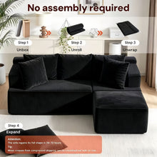 Load image into Gallery viewer, Couch Modular Sectional 3 Seater Sofa L-Shaped Black,81" Boneless Sofa Bed, Deep Seat and Side Pockets,Breathable Cheneille, High Density Pure Sponge,No Assembly Needed