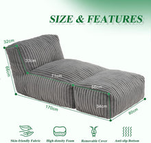 Load image into Gallery viewer, Ergonomic Bean Bag Chaise Lounger with Vertical Plush Fabric and High-Density Foam for Living Room Reading, Napping, and TV Watching (Beige)