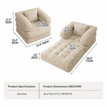 Load image into Gallery viewer, Foldable Multi-Functional Lounger Sofa with Corduroy Cover and High-Density Foam for Living Room Relaxation, Napping, and Lounging (Beige)