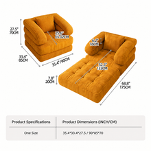 Load image into Gallery viewer, Foldable Multi-Functional Lounger Sofa with Corduroy Cover and High-Density Foam for Living Room Relaxation, Napping, and Lounging (Brown)