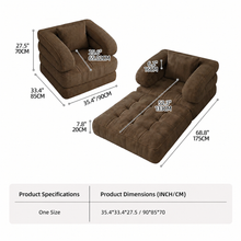 Load image into Gallery viewer, Foldable Multi-Functional Lounger Sofa with Corduroy Cover and High-Density Foam for Living Room Relaxation, Napping, and Lounging (Orange)