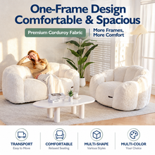 Load image into Gallery viewer, Cozy Bean Bag Sofa with Soft Corduroy Cover and High-Density Foam Filling for Living Room Bedroom Balcony Relaxation (White)
