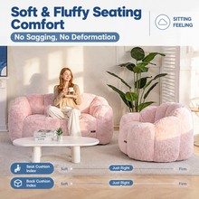 Load image into Gallery viewer, Cozy Bean Bag Sofa with Soft Corduroy Cover and High-Density Foam Filling for Living Room Bedroom Balcony Relaxation (White)