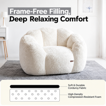 Load image into Gallery viewer, Cozy Bean Bag Sofa with Soft Corduroy Cover and High-Density Foam Filling for Living Room Bedroom Balcony Relaxation (White)
