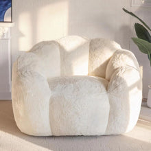 Load image into Gallery viewer, Cozy Bean Bag Sofa with Soft Corduroy Cover and High-Density Foam Filling for Living Room Bedroom Balcony Relaxation (White)