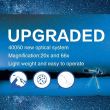 Load image into Gallery viewer, Telescope for Kids 8-12 Astronomical Telescope with Tripod for Beginner 50mm Aperture 400mm | Moon Bird Watching Educational Gift for Boys Girls Adults | 2 Eyepieces 20X-66X