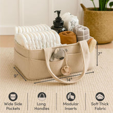 Load image into Gallery viewer, Portable Corduroy Nursery Diaper Storage Basket With Handle Adjustable Dividers Large Capacity For Nursery Bathroom Living Room Car Baby Supplies Storage Organization
