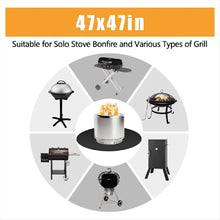 Load image into Gallery viewer, 48in Round Fire Pit Mat for Stove Bonfire,Grill Fireproof Under Grill to Protect Deck Patio Grass