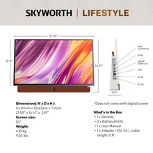 Load image into Gallery viewer, SKYWORTH 24-Inch 12V Portable TV,3-Hour Battery,1080P FHD,Wide Viewing Angle,Smart Google TV, HDR10, Dolby Audio, LED, Bluetooth, Chromecast and Google Assistant