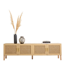 Load image into Gallery viewer, Casa Decor Santiago Rattan Entertainment Unit TV Stand Cabinet Storage Oak