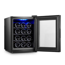 Load image into Gallery viewer, 12 Bottle Thermoelectric Wine Fridge, 65W, UV Protected Glass Door, Soft LED Illumination