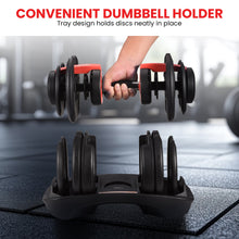 Load image into Gallery viewer, Powertrain 48kg Adjustable Dumbbells Set with Stand, Quick Dial Free Weights for Home Gym Strength Training - Red