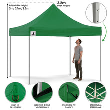 Load image into Gallery viewer, Gazebo Tent Marquee 3x3 Popup Outdoor - Green