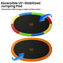 Load image into Gallery viewer, Kahuna 10 ft x 15 ft Oval Outdoor Trampoline L.E.D. Basketball Set Reversible Rainbow & Orange Safety Pad Safety Net Ladder