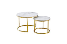 Load image into Gallery viewer, Nesting Style Coffee Table - White on Gold - 60cm/45cm