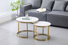 Load image into Gallery viewer, Nesting Style Coffee Table - White on Gold - 60cm/45cm