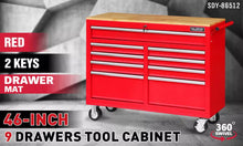 Load image into Gallery viewer, 9 Drawers Tool Box Chest Cabinet Trolley Box Garage Storage Toolbox Red 1000lbs