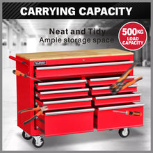 Load image into Gallery viewer, 9 Drawers Tool Box Chest Cabinet Trolley Box Garage Storage Toolbox Red 1000lbs