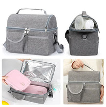 Load image into Gallery viewer, Pink Large Insulated Breast Milk Storage Bag, Dual Layer with Aluminum Foil Lining, Waterproof Oxford Fabric, Portable Handheld Food Container