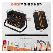 Load image into Gallery viewer, Heavy-Duty 17-Inch Tool Bag with 46 Pockets, Waterproof Base & Shoulder Strap(Black Orange)