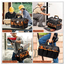 Load image into Gallery viewer, Heavy-Duty 17-Inch Tool Bag with 46 Pockets, Waterproof Base & Shoulder Strap(Black Orange)