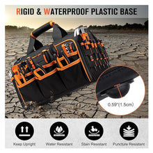 Load image into Gallery viewer, Heavy-Duty 17-Inch Tool Bag with 46 Pockets, Waterproof Base & Shoulder Strap(Black Orange)